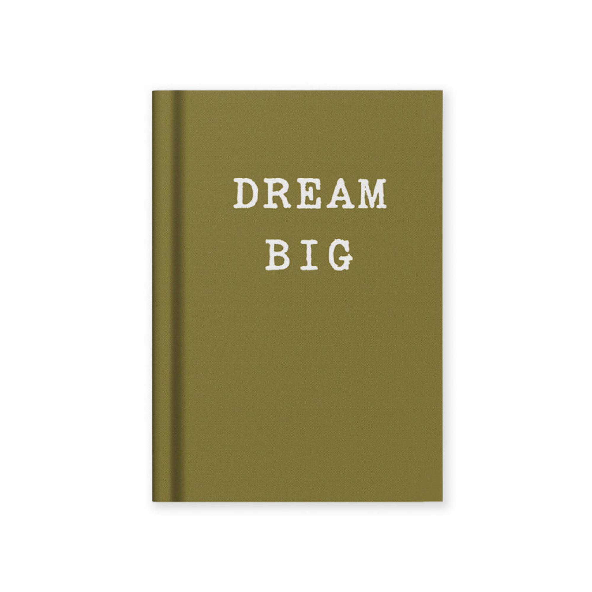 green notebook with white 'dream big'