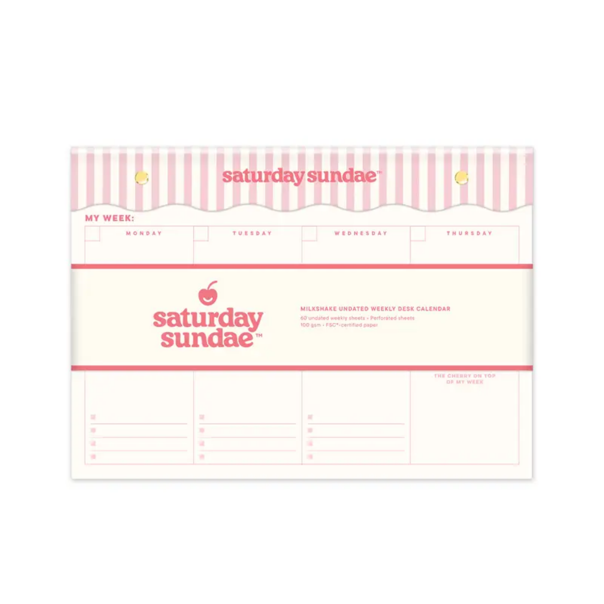 60 week pink desktop calendar