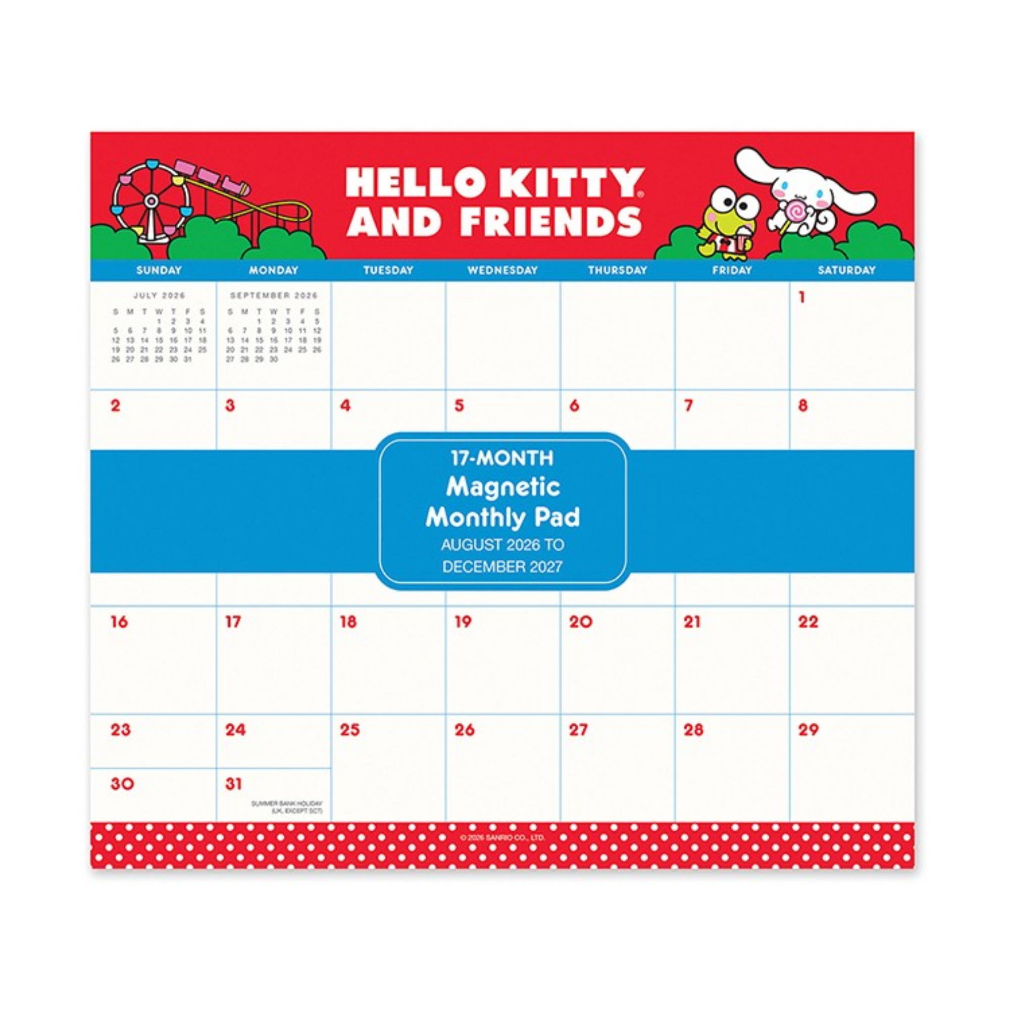 Retro Magnetic 17 month Calendar 