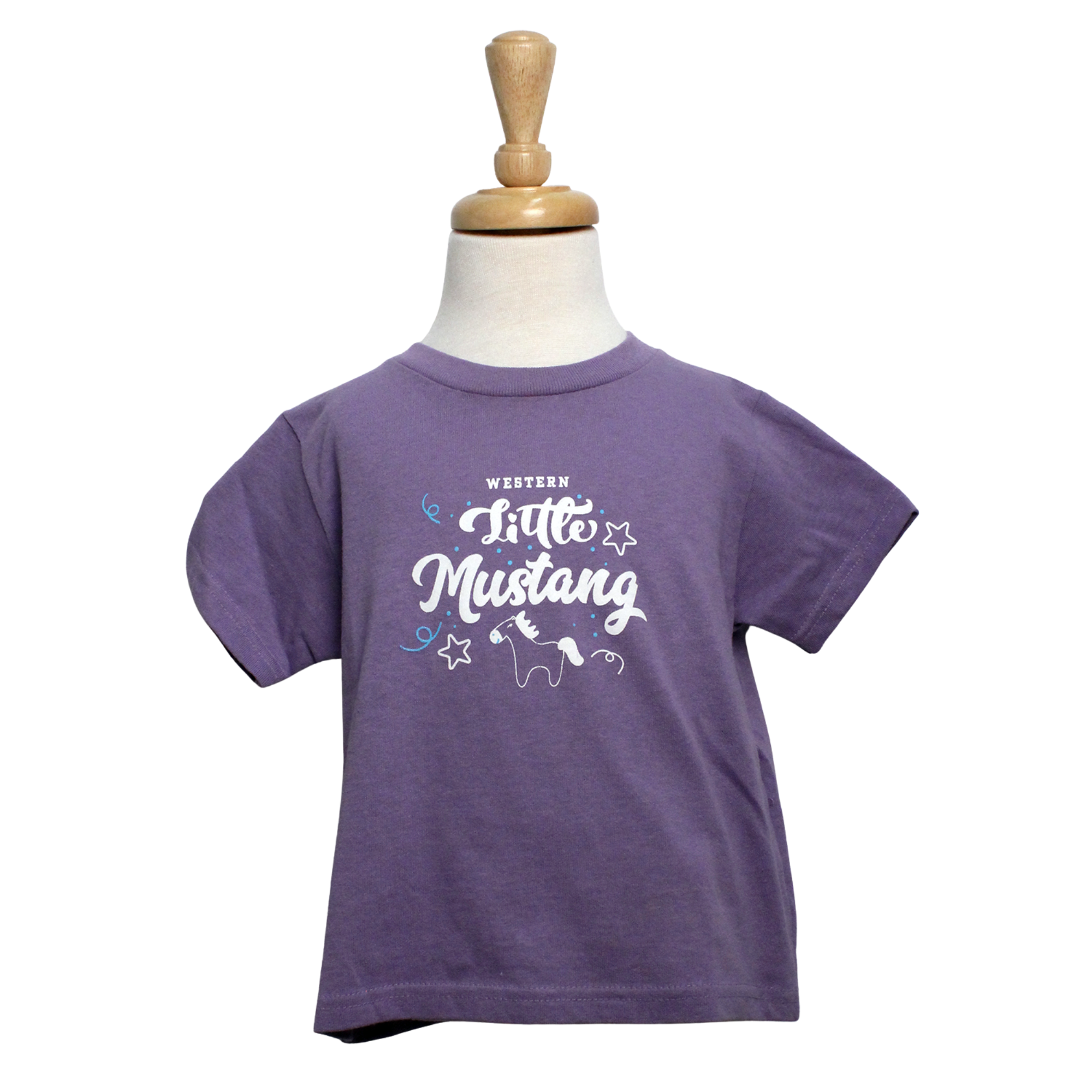 Lavender toddler tee with Little Mustang graphic on the front.