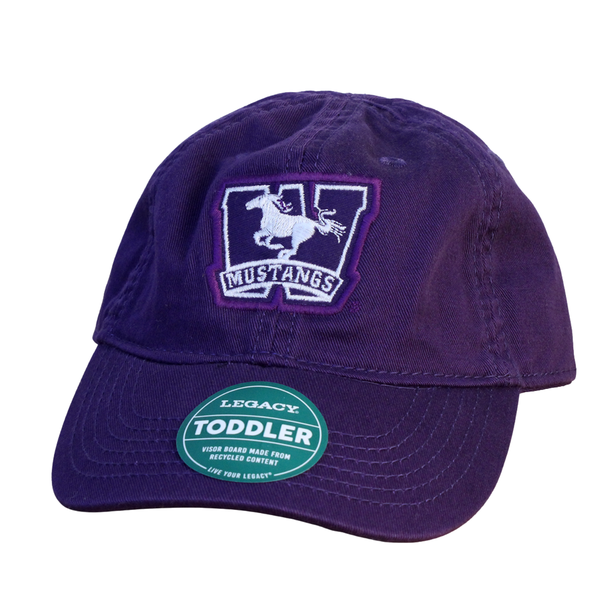 Purple cap with Mustang logo in toddler sizing.