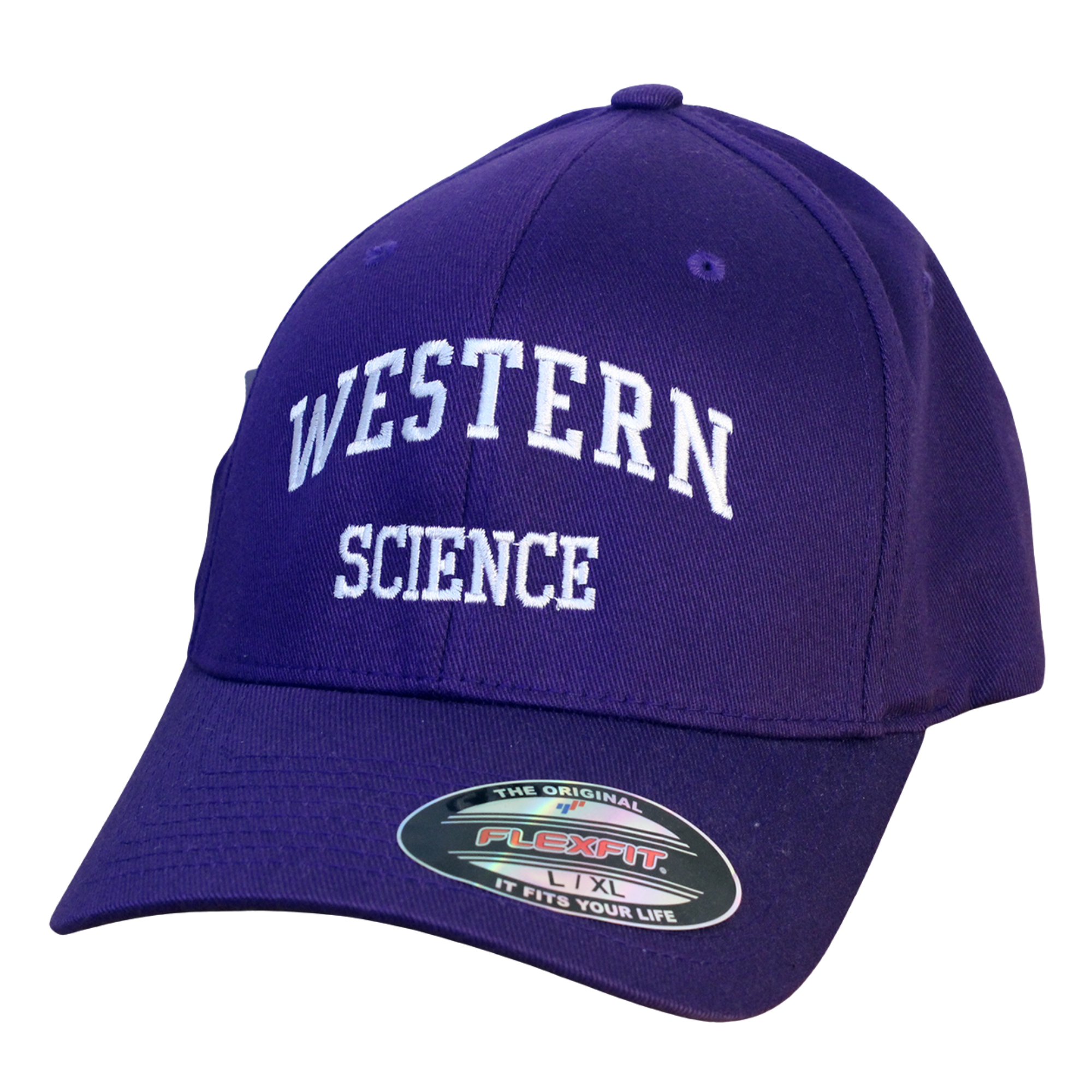 Purple flex fit cap in size large/extra large. "Western Science" embroidered on the front.