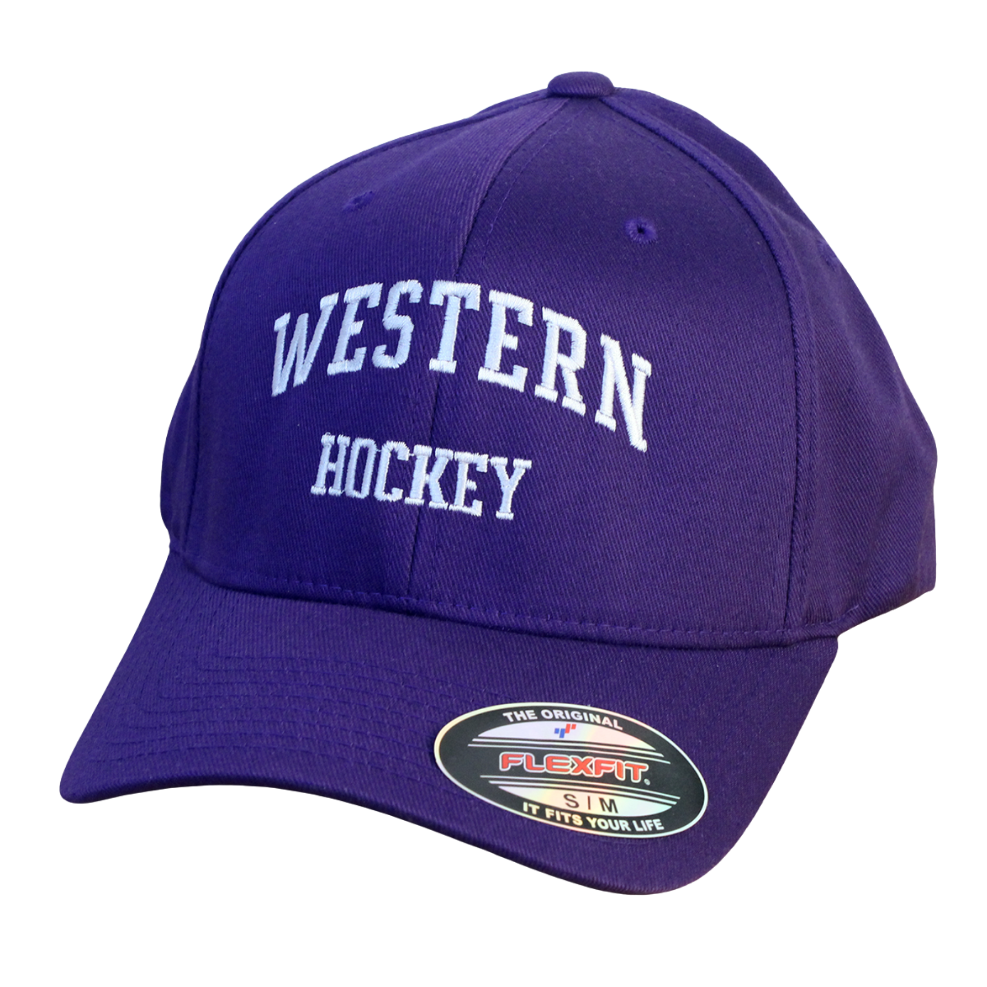 Purple flex fit cap in size small/medium. "Western Hockey" embroidered on the front.