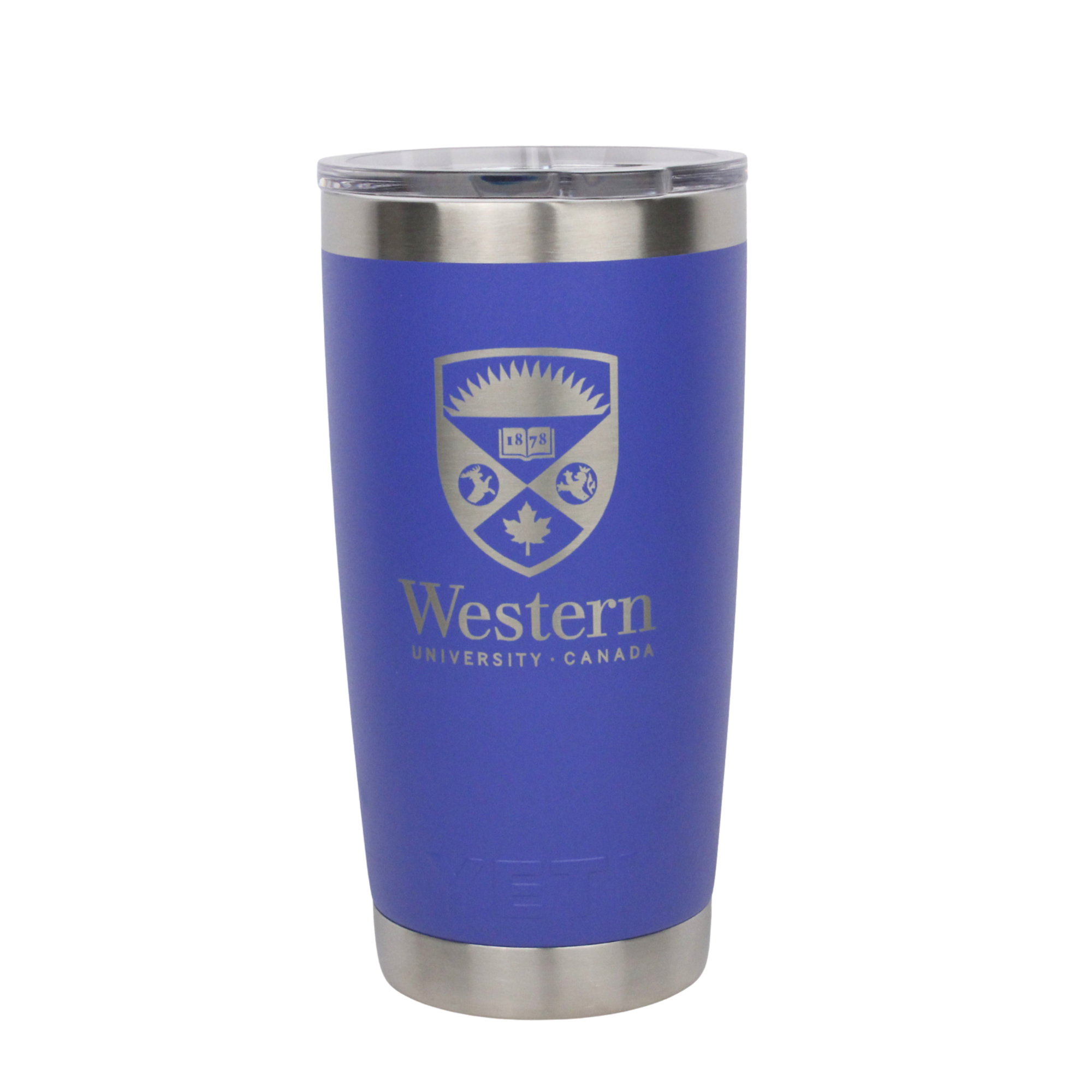 Ultramarine violet rambler tumbler with MS lid. The Western Crest logo is engraved on the front. 591 ml capacity.