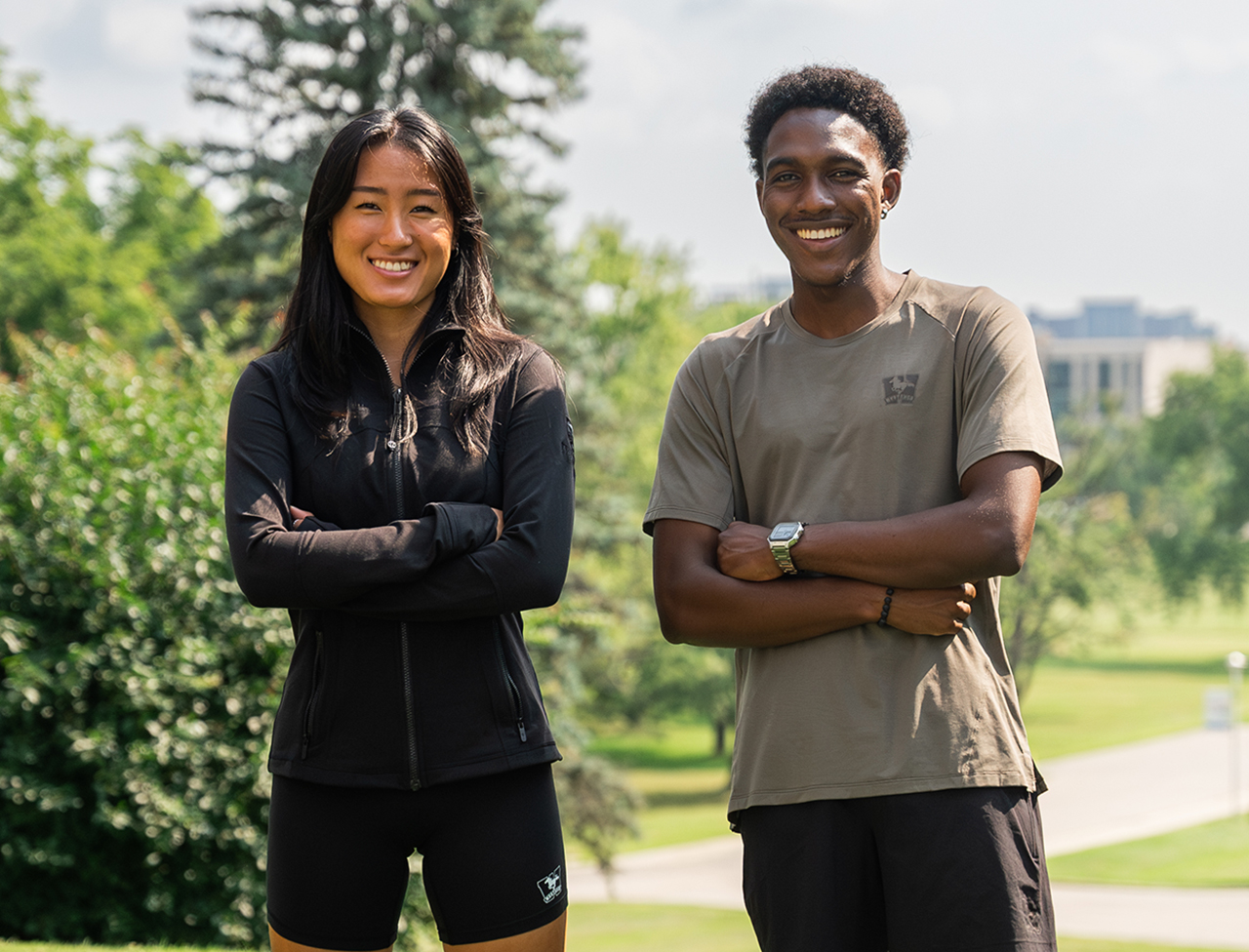 Woman and Man wearing lululemon attire