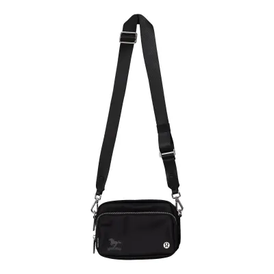 Black Crossbody bag with silver metal hardware