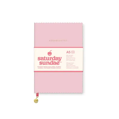 Large bound pink notebook