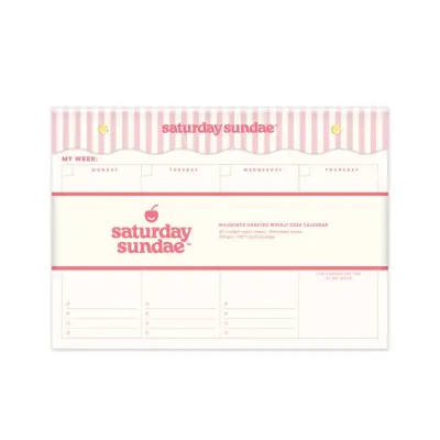 60 week pink desktop calendar