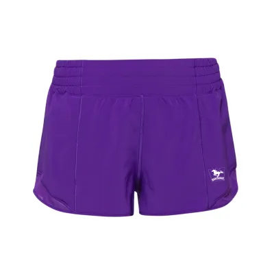 Purple Lined Shorts with white Mustang logo