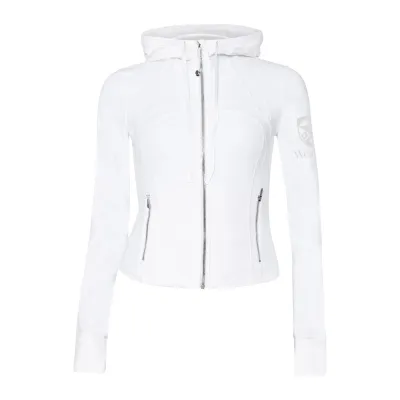 White Cropped Define Jacket with Hood