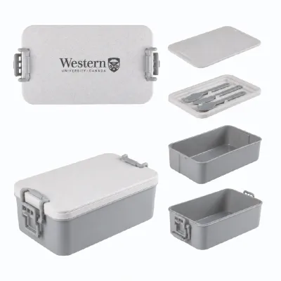 Double Decker Bento Box W/Cutlery