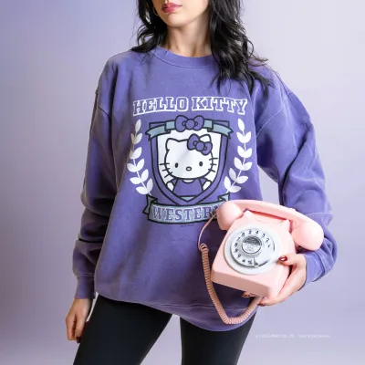 Girl wearing hello kitty sweatshirt