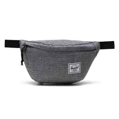 Raven grey Herschel hip pack with black zipper.