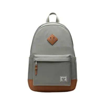 Heritage green grey Herschel backpack with front pocket.