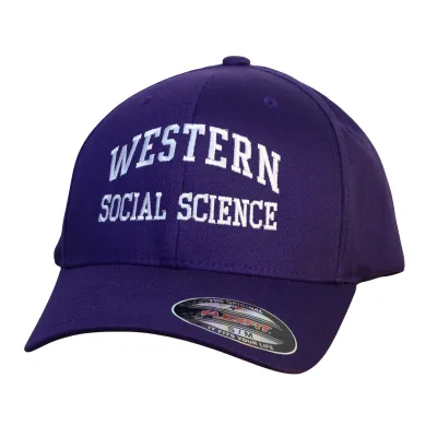 Purple flex fit cap in size small/medium. "Western Social Science" embroidered on the front.