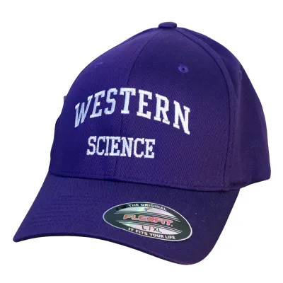 Purple flex fit cap in size large/extra large. "Western Science" embroidered on the front.