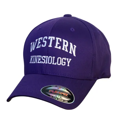 Purple flex fit cap in size large/extra large. "Western Kinesiology" embroidered on the front.