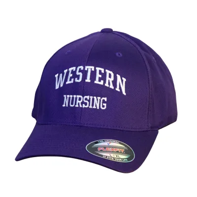 Purple flex fit cap in size large/extra large. "Western Nursing" embroidered on the front in white.