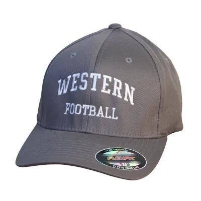 Grey flex fit cap in the size small/medium. "Western Football" embroidered on the front.