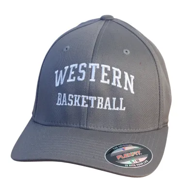 Grey flex fit cap in size small/medium. "Western Basketball" embroidered on the front.