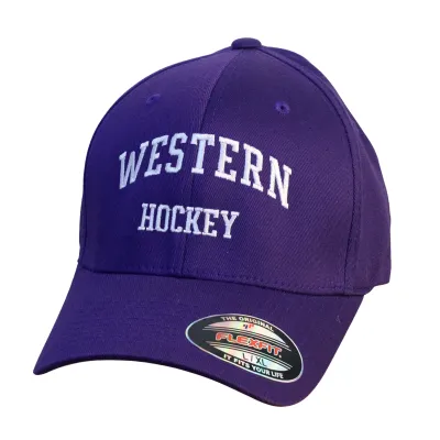 Purple flex fit cap in size large/extra large. "Western Hockey" embroidered on the front.