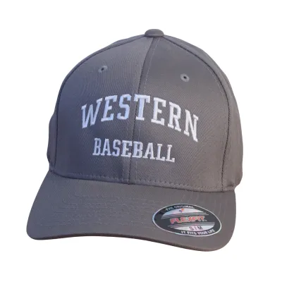 Grey flex fit cap in size small/medium. "Western Baseball" embroidered on the front.