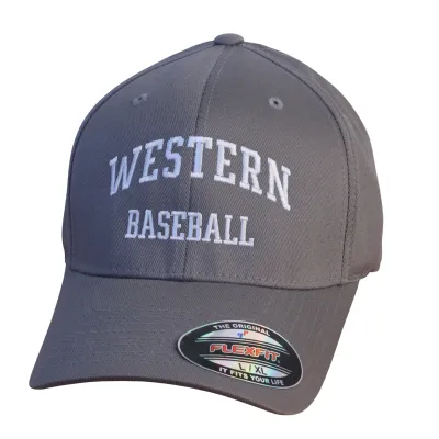 Grey flex fit cap in size large/extra large. "Western Baseball" embroidered on the front.