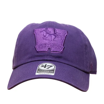 Purple cap with embroidered Mustangs logo in purple. One size.