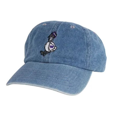 Blue denim cap with Chase the goose embroidered on the front. One size.