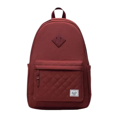 Deep red Hershel backpack with front pocket.