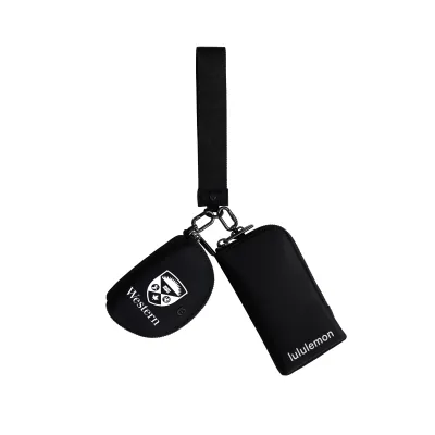 Black/White Dual Pouch Wristlet W/Western Crest