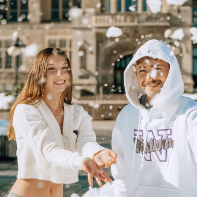 Western students playing in the snow