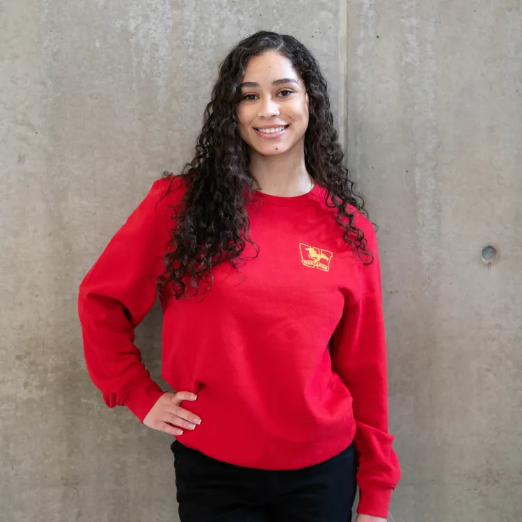 Student wearing Lunar New Year crewneck