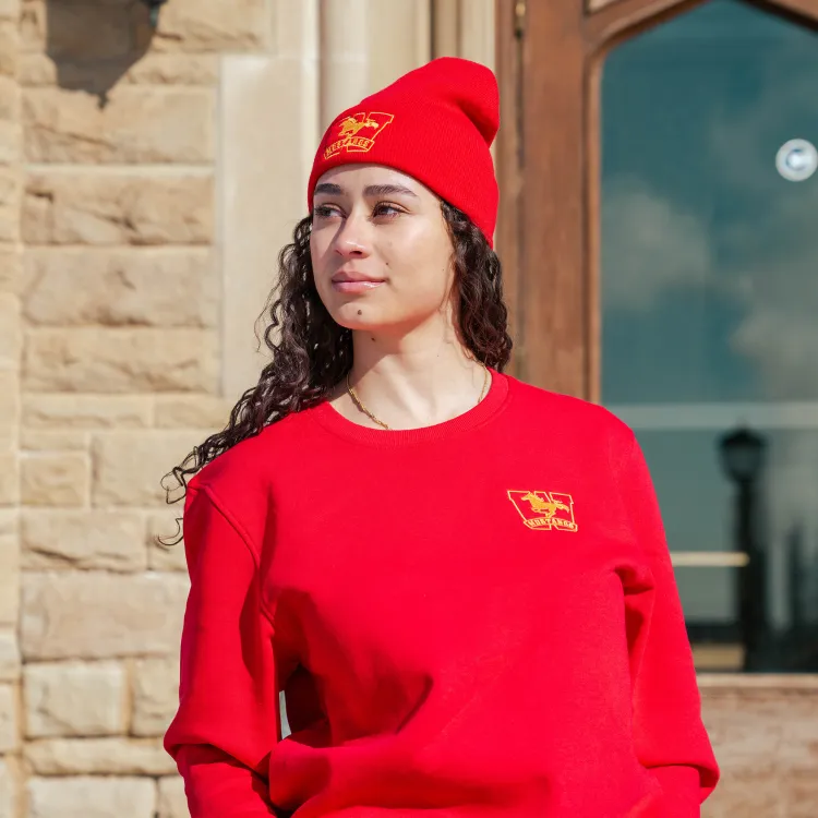 Student wearing toque