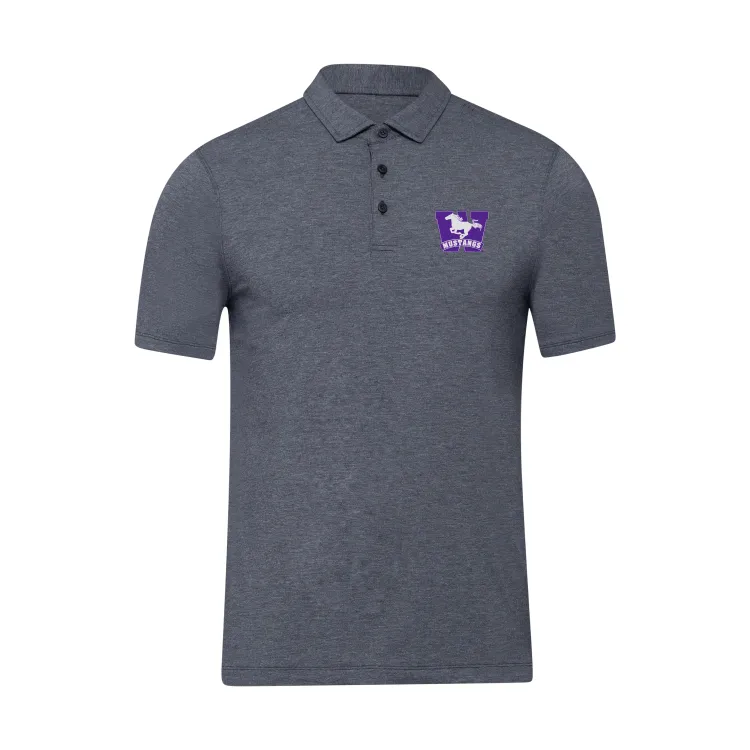 Heathered Grey polo with Purple patch