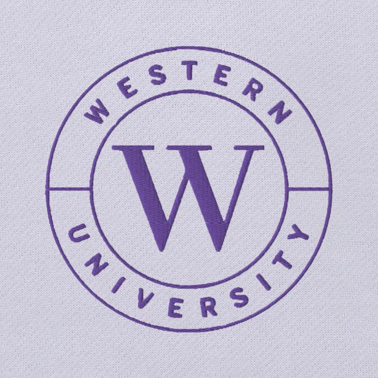 Circle with "W" in middle, and 'Wester University" around the outside