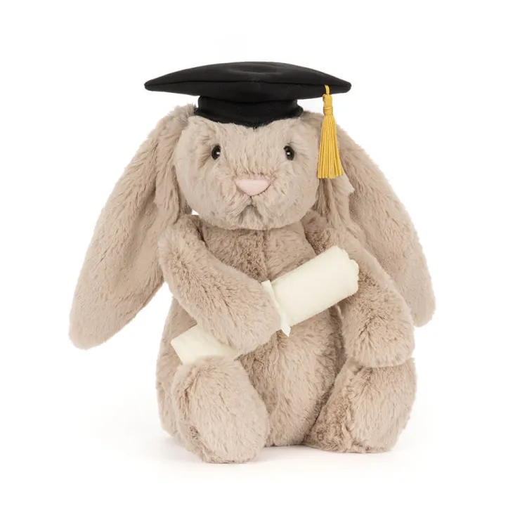 Bunny with diploma and grad cap