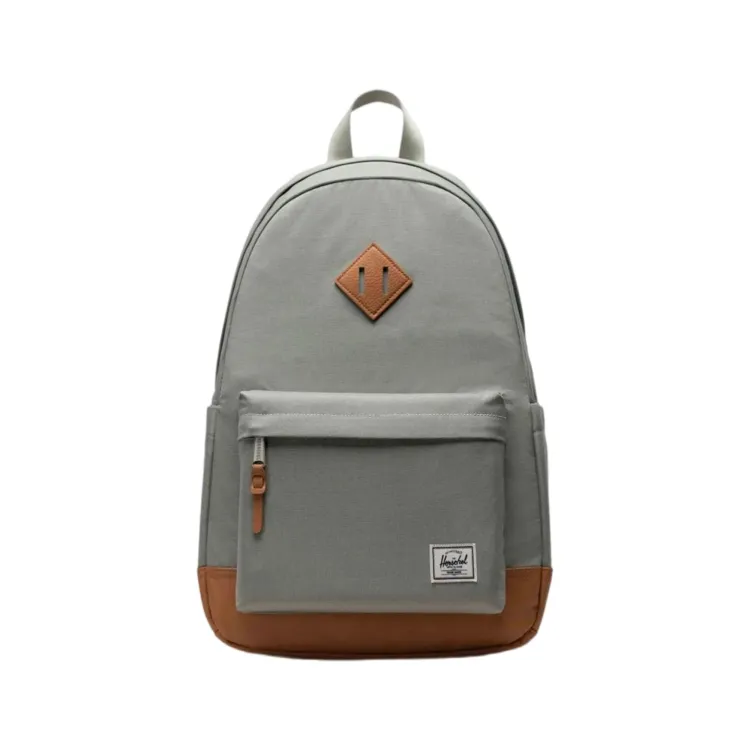 Heritage green grey Herschel backpack with front pocket.