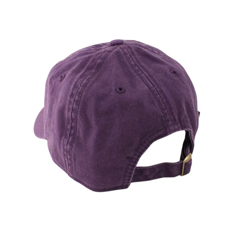Purple hat with crest and raised 'Western Dad' and crest embroidered in white and purple. Adjustable tuck strap with slide closure. One size.