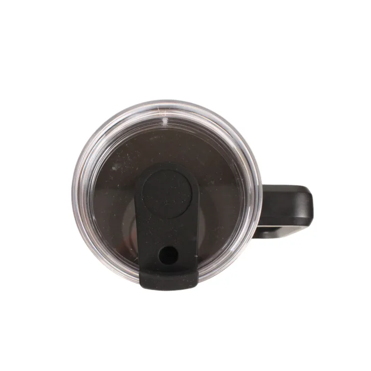 Black Glacier Peak Biggie tumbler with handle and straw lid. The Western Crest logo is engraved on the front. 