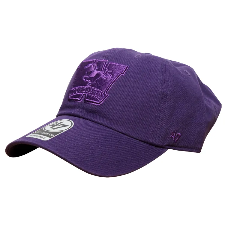 Purple cap with embroidered Mustangs logo in purple. One size.
