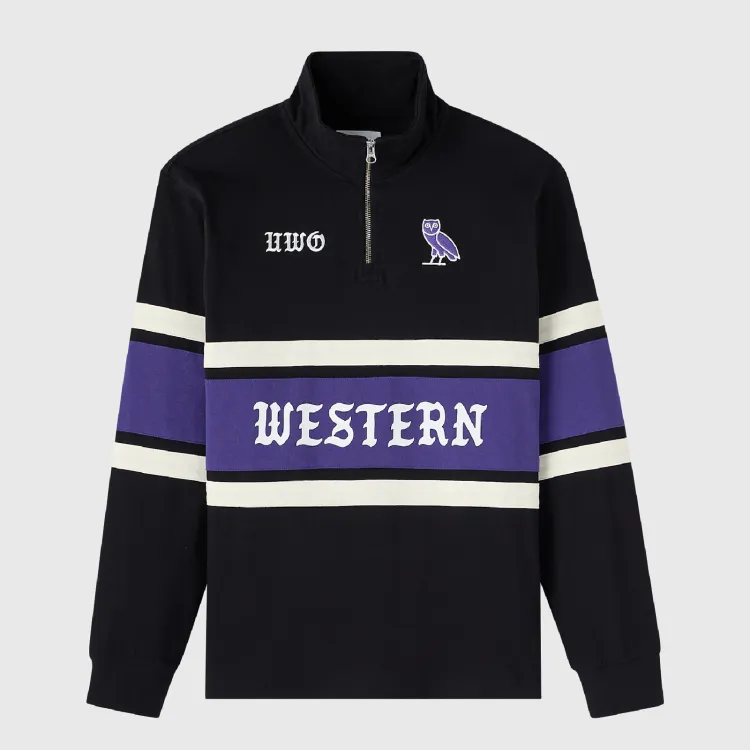 Black Ovo Campus 26 1/2 Zip Rugby