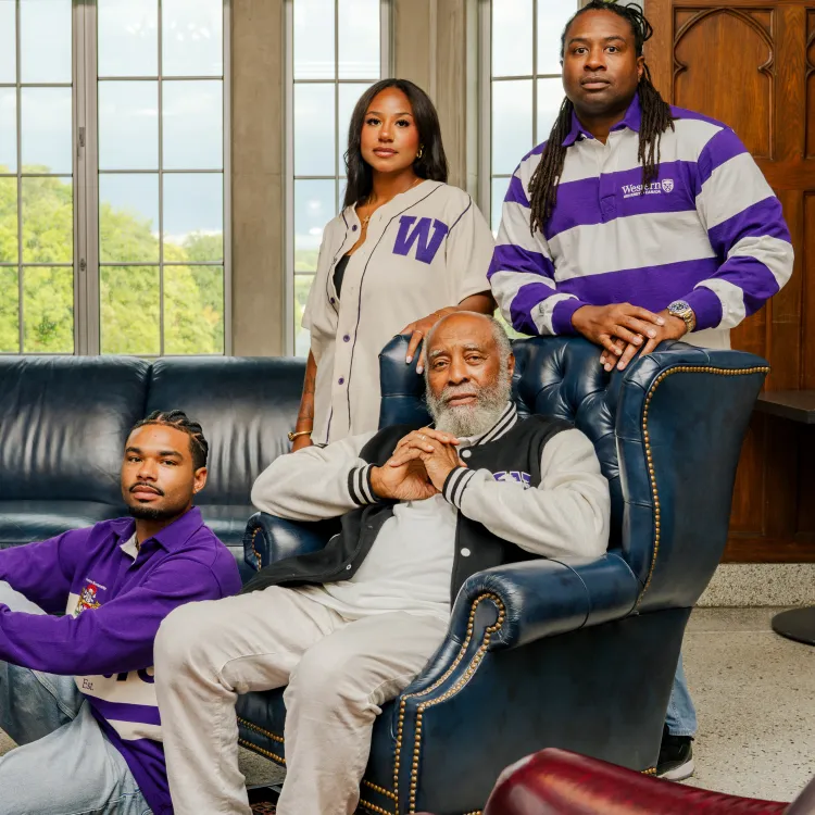 Family photo posed in western clothing