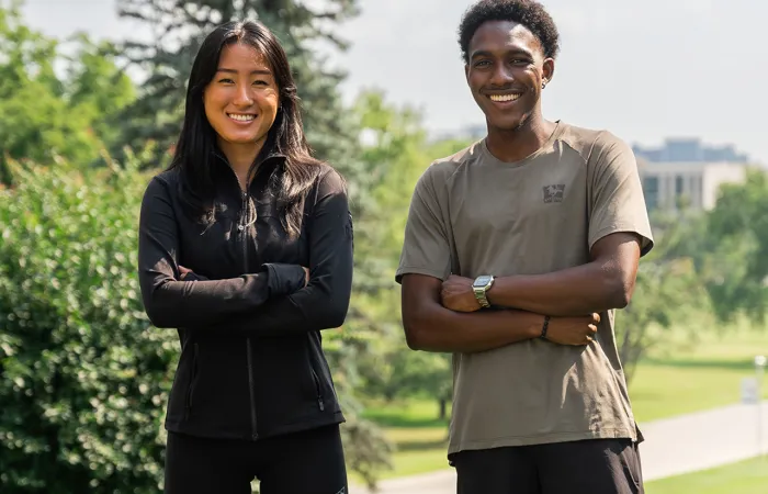 Woman and Man wearing lululemon attire