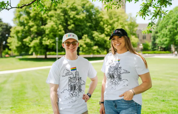 Man and Woman in Western Pride Shirts Outdoors