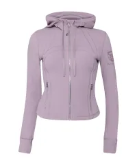 Pale Lavender Cropped Define Jacket with Hood 