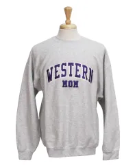Ash grey crewneck with Western Mom on the front.