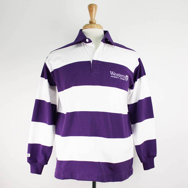 Purple and White Stripe Western Rugby Shirt | Western Bookstore