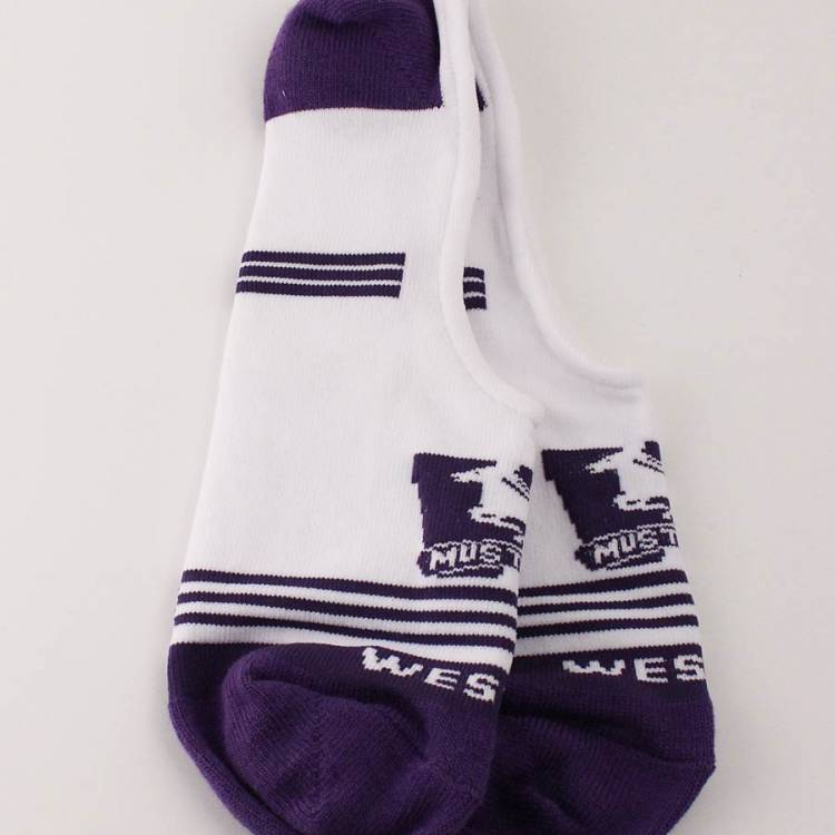White and Purple Western Mustangs Boat Socks