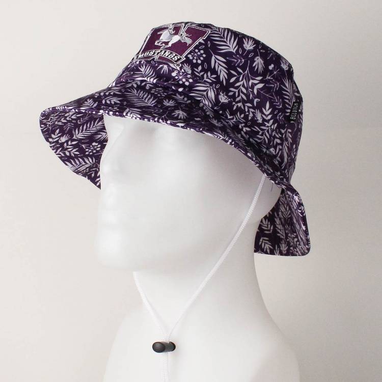 Western Mustang Bucket Hat Purple Tropical Print | Dellelce